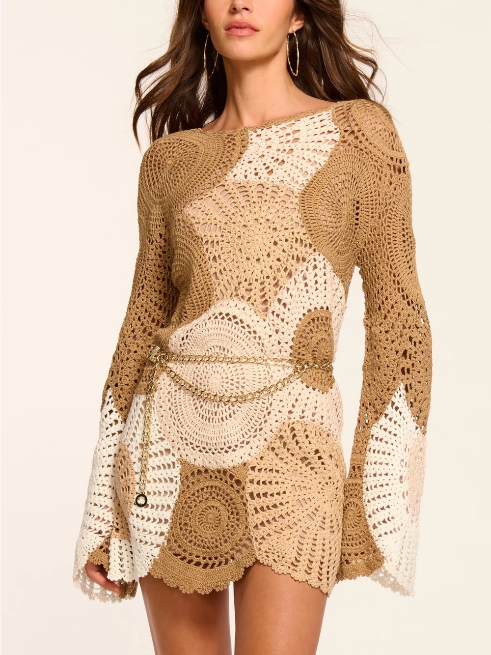 Ramy Brook Carina Crochet Colorblock Mini Dress